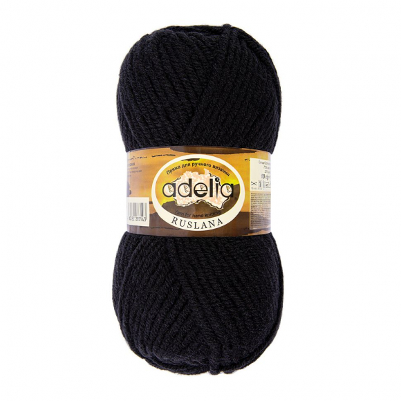 Пряжа ADELIA RUSLANA (75% акрил, 25% шерсть) 5х100г/100м цв.15 черный Пряжа ADELIA RUSLANA (75% акрил, 25% шерсть) 5х100г/100м цв.15 черный