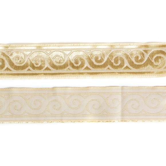 Лента отделочная жаккардовая арт.TBY.1904-3 шир.30мм цв.шелковое золото уп.7,3 м Лента отделочная жаккардовая арт.TBY.1904-3 шир.30мм цв.шелковое золото уп.7,3 м