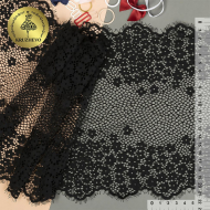 Кружево реснички KRUZHEVO арт.TBY 75226 шир.220мм цв.02 черный уп.3м