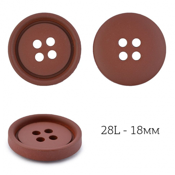 Пуговицы пластик TBY.J.9004A цв.02 коричневый 28L-18мм, 4 прокола, 36шт Пуговицы пластик TBY.J.9004A цв.02 коричневый 28L-18мм, 4 прокола, 36шт