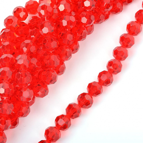 Бусины граненые Рондель (стекло) на нитях арт.TBY-R-2 12мм  цв.27 красный уп.1х50 бусин