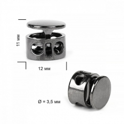 Фиксатор для шнура металл TBY OR.0305-5356 (11х12мм, 2отв.3,5мм) цв.никель черный уп.100шт
