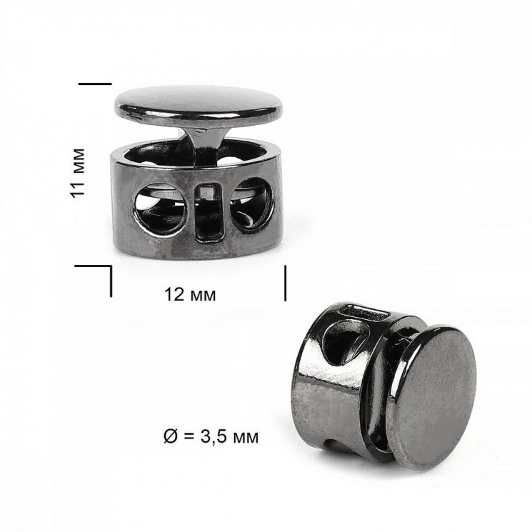 Фиксатор для шнура металл TBY OR.0305-5356 (11х12мм, 2отв.3,5мм) цв.никель черный уп.100шт