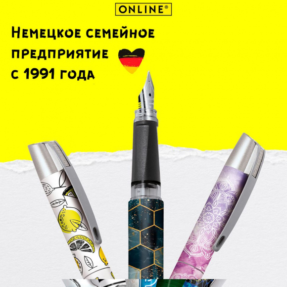 189665_Ручка перьевая "Campus" с синим картриджем, размер пера M, 0.5 мм, принт "Индийские узоры"