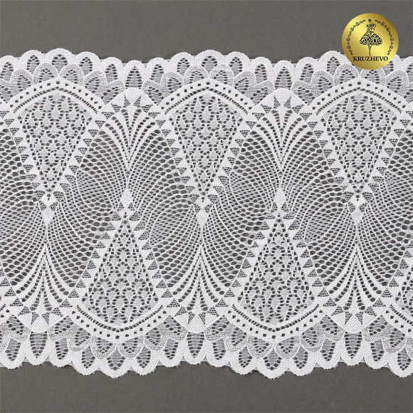 Кружево-стрейч KRUZHEVO арт.TBY.30200 шир.190мм цв.001 белый уп.25м