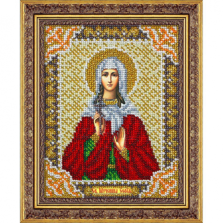 Набор для вышивания бисером ПАУТИНКА арт.Б-705 Святая Мученица София 14х18 см
