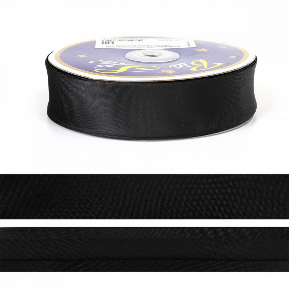 Косая бейка TBY атласная шир.30мм цв.F322 черный уп.27,43 м