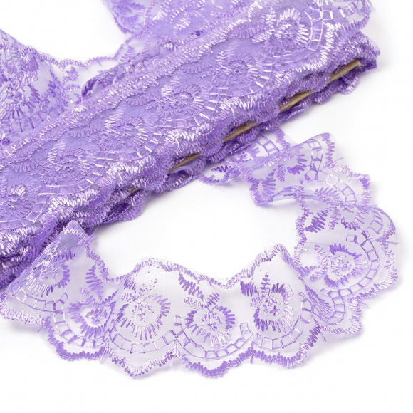 Кружево капрон KRUZHEVO арт.TBS.30010 шир.45мм цв.021 (193) сиреневый уп.9,14м