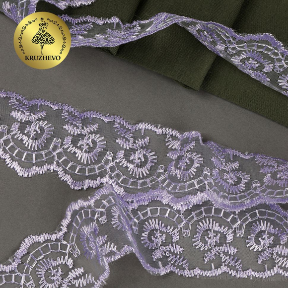 Кружево капрон KRUZHEVO арт.TBS.30010 шир.45мм цв.021 (193) сиреневый уп.9,14м