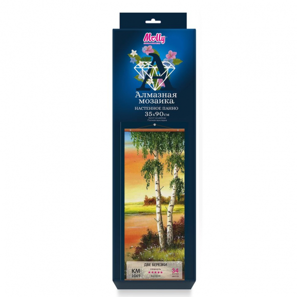 Картина мозаикой Molly арт.KM1069 Панно. Две березки (34 цвета) 35х90 см