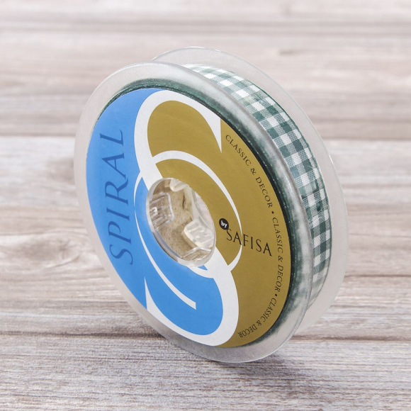 23565_Лента с рисунком клетка SAFISA, 16(18) мм, 25 м, цвет 43, темно-зееный