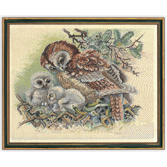 Набор для вышивания EVA ROSENSTAND арт.12-523 Сова и птенцы 40х50 см Набор для вышивания EVA ROSENSTAND арт.12-523 Сова и птенцы 40х50 см