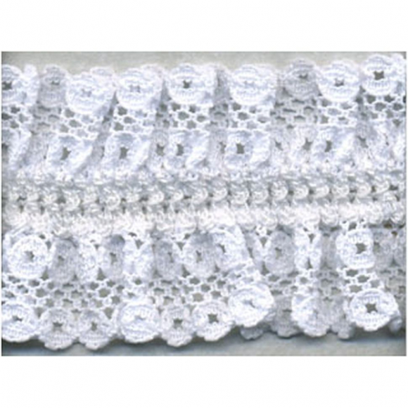 92838_Кружево-рюш на резинке, 40 мм, цвет белый