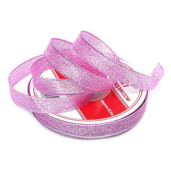 Лента IDEAL с люрексом арт.ТВ-ЛЮР шир.12мм цв.037 св.розовый уп.22,85 м