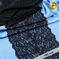 Кружево-стрейч KRUZHEVO арт.TBY 8012 шир.180мм цв.2 черный уп.20м