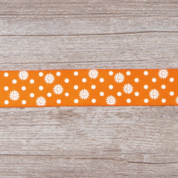 Лента репсовая SAFISA с напечатаным рисунком, 25 мм, 15 м, цвет 61, алый