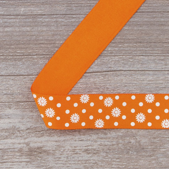 Лента репсовая SAFISA с напечатаным рисунком, 25 мм, 15 м, цвет 61, алый