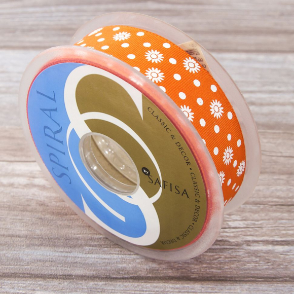 Лента репсовая SAFISA с напечатаным рисунком, 25 мм, 15 м, цвет 61, алый