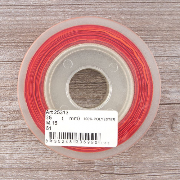 Лента репсовая SAFISA с напечатаным рисунком, 25 мм, 15 м, цвет 61, алый