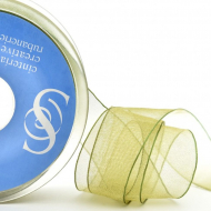 19278_Лента органза SAFISA 15 мм, 25 м, цвет 8954, золотисто-зеленый