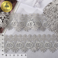 Кружево гипюр KRUZHEVO арт.TR.8GB0152 шир.40мм цв.04 серый, уп.9м