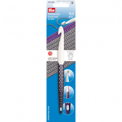 218493 PRYM Крючок для вязания Prym ergonomics 17см 12мм пластик уп.1шт белый/фиолетовый