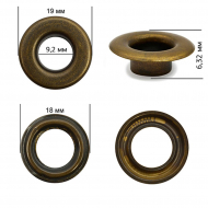 Люверсы латунь New Star №24 (? 9,2мм, h 6,32мм) цв. антик уп. 1000шт