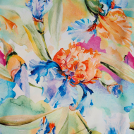 Ткань шелк Армани креп 90 г/м? 97% полиэстер, 3% лайкра шир.148 см арт.T.5815.1 цв.01 голубой рул.25м