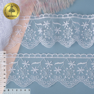 Кружево на сетке KRUZHEVO арт.TR.16GB0162 шир.80мм цв.01 белый, уп.9м