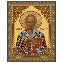 Картина 5D мозаика с нанесенной рамкой Molly арт.KM0802 Николай Чудотворец (9 цветов) 20х30 см