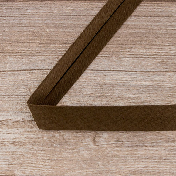 19500_Косая бейка хлопок/полиэстер 20 мм, 25 м, цвет 17, темно-коричневый