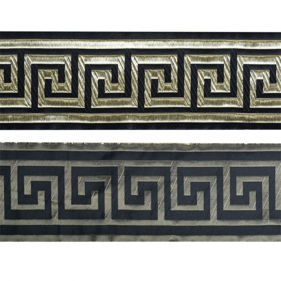 Лента отделочная жаккардовая арт.TBY.1907-1 шир.80мм цв.черный уп.8,2 м