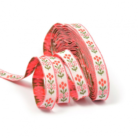 Лента отделочная жаккардовая арт.TBY.ЛЖ.MH-26 шир.12 мм уп.5,48 м цв.роз