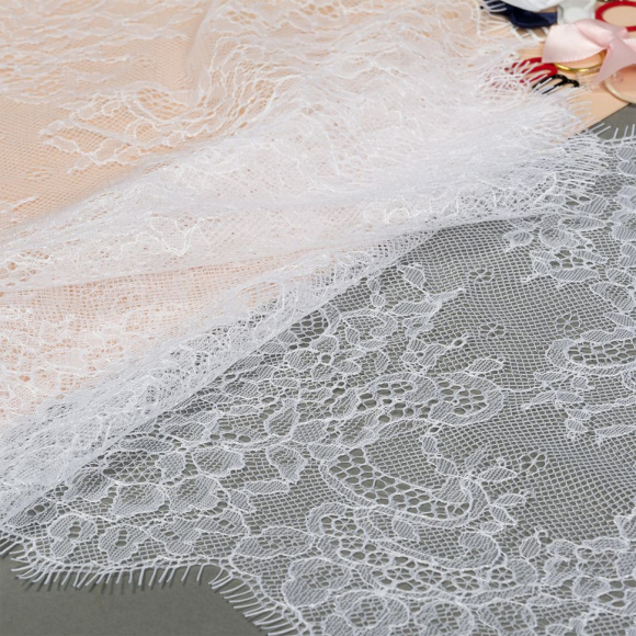 Кружево реснички KRUZHEVO арт.TBY 75227 шир.240мм цв.01 белый уп.3м