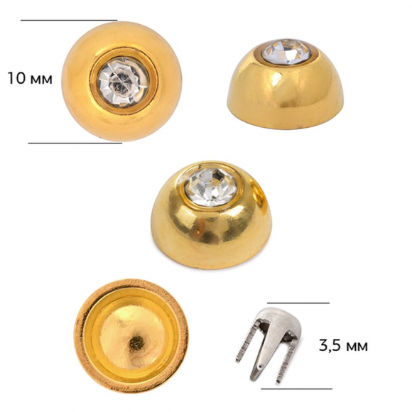 Стразы установочные MAGIC 4 HOBBY арт.MG.9890 10 мм цв.136 золото уп.250шт