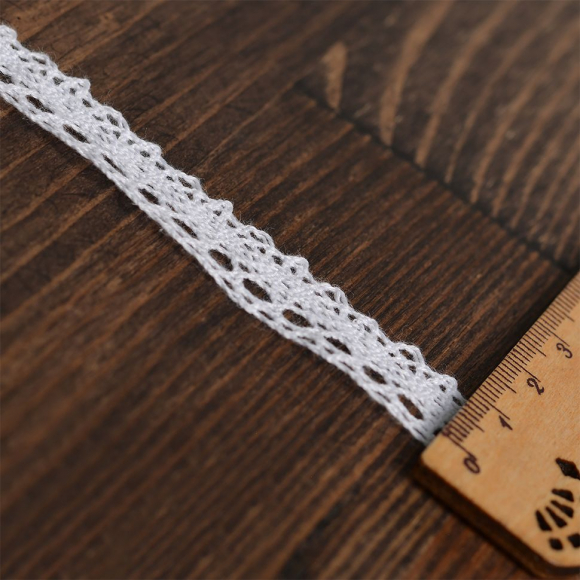 Тесьма вязаная KRUZHEVO 13мм TBY-5238 Тонкая нить цв.02 белый уп.10м