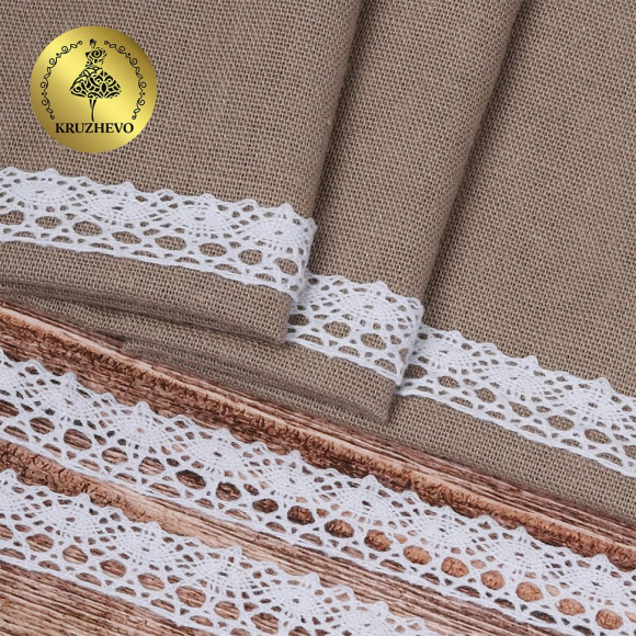 Тесьма вязаная KRUZHEVO 13мм TBY-5238 Тонкая нить цв.02 белый уп.10м