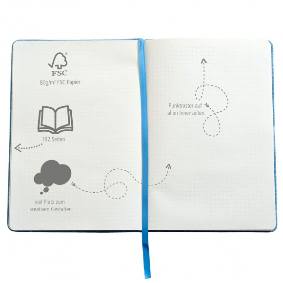 189693_Скетчбук "Bullet Journal" с разметкой, размер А5, 96 листов, 80г/м2, обложка с голубой текстурой