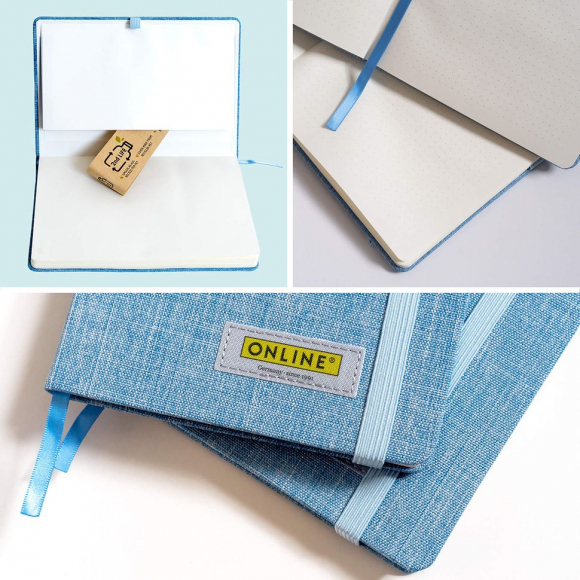 189693_Скетчбук "Bullet Journal" с разметкой, размер А5, 96 листов, 80г/м2, обложка с голубой текстурой