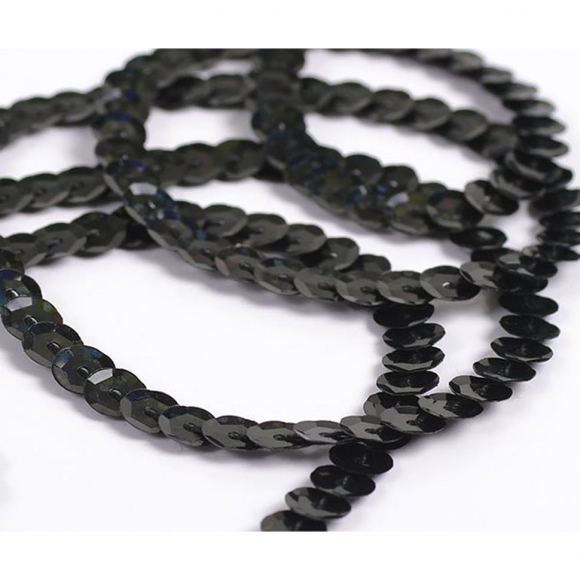 Пайетки на нитях 6мм Laser Bright арт.TBY-FLKU06-LB цв.M50 черный уп.73.12м