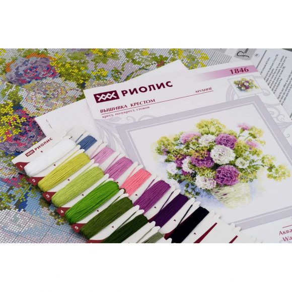 Набор для вышивания РИОЛИС арт.1846 Акварельные гвоздики 30х30 см