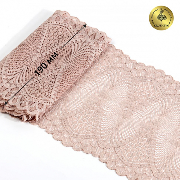 Кружево-стрейч KRUZHEVO арт.TBY.30200 шир.190мм цв.168 серебристый пион уп.25м