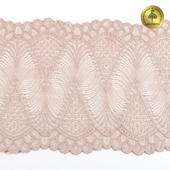 Кружево-стрейч KRUZHEVO арт.TBY.30200 шир.190мм цв.168 серебристый пион уп.25м