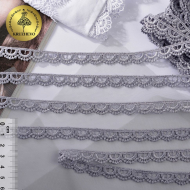 Кружево гипюр KRUZHEVO арт.TR.8G8008 шир.10мм цв.07 св.серый уп.9м