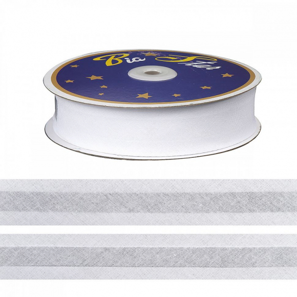 Косая бейка хлопок TBY арт.CB30 шир.30мм цв.F101 белый уп.27,43 м