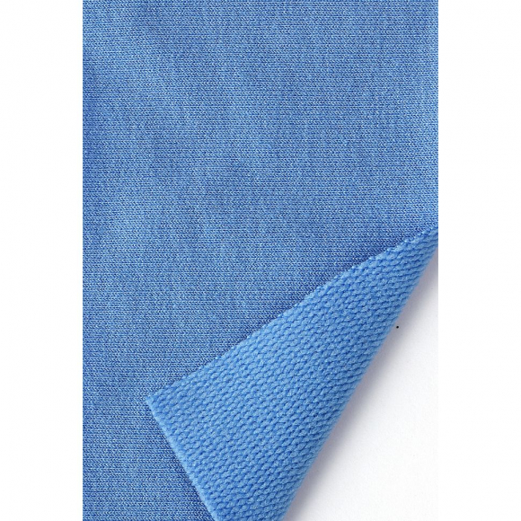 Ткань трикотаж Футер 2х нитка петля 70%пэ 25%вис 5%спан 220г 160см S144 голубой рул.35м