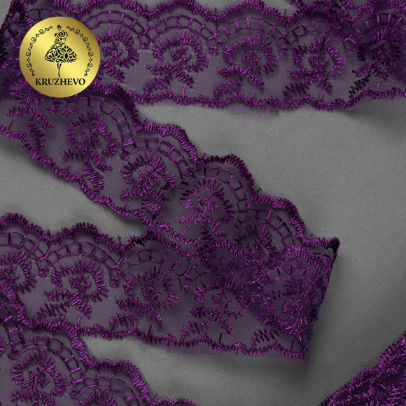 Кружево капрон KRUZHEVO арт.TBS.30010 шир.45мм цв.035 (279) фиолетовый уп.9,14м
