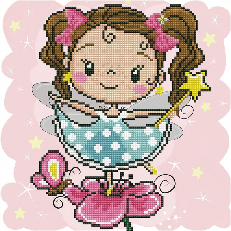 Кристальная мозаика на холсте ФРЕЯ арт.ALV-91 Маленькая фея 30х30 см