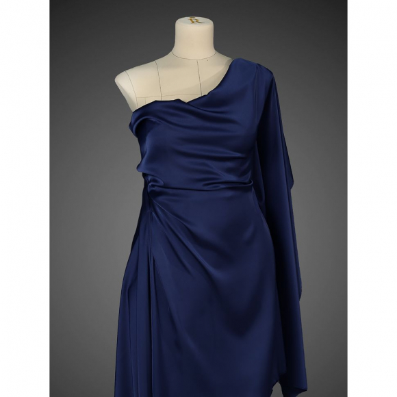 Ткань шелк Армани 90г/м? 97% ПЭ 3% Спандекс шир.150см арт.TBYArm-032 цв.32 синий (сапфир) уп.5м