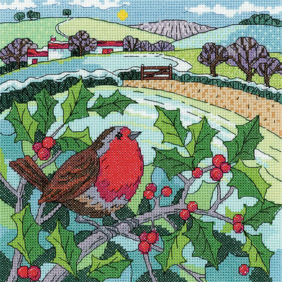Набор для вышивания HERITAGE арт.KCWT1588E Зимний пейзаж 20,5х20,5 см